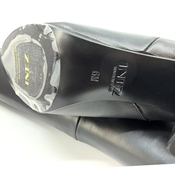 Inez Paloma Black Calf Boots Leather Knee High Block Heel Womens Size 6 - Picture 8 of 16